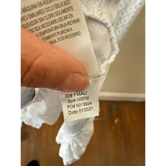 Eileen West Blue & White Floral Cotton Nightgown Size 3X - Picture 8 of 10